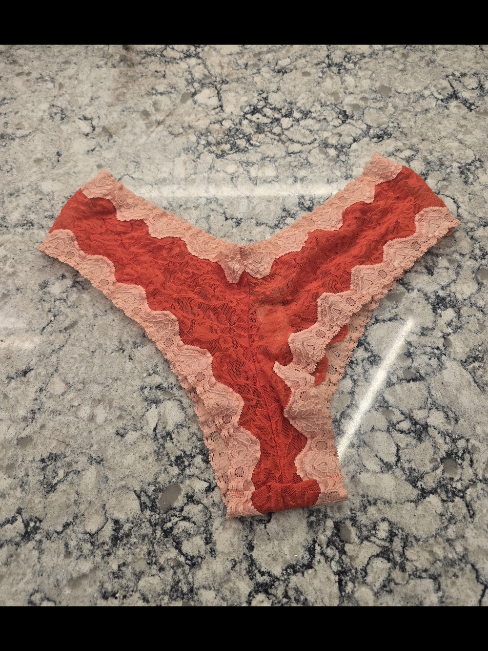 Victoria's Secret Red and Peach Lace Cheeky Panty